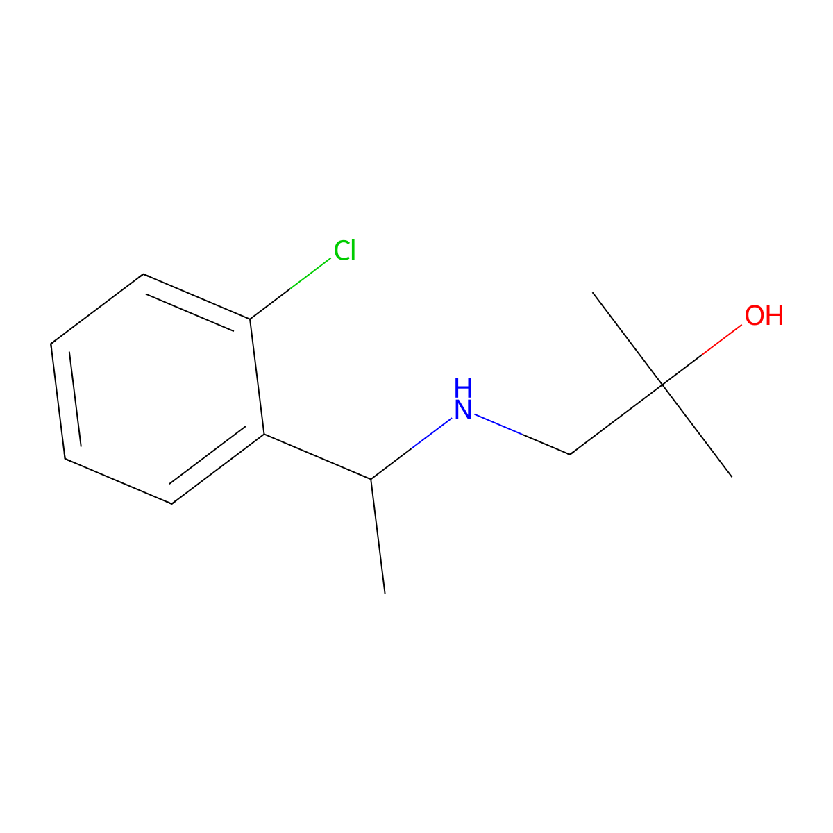 1-{[1-(2-Chlorophenyl)ethyl]amino}-2-methylpropan-2-ol molecular structure, CAS 1251315-22-6