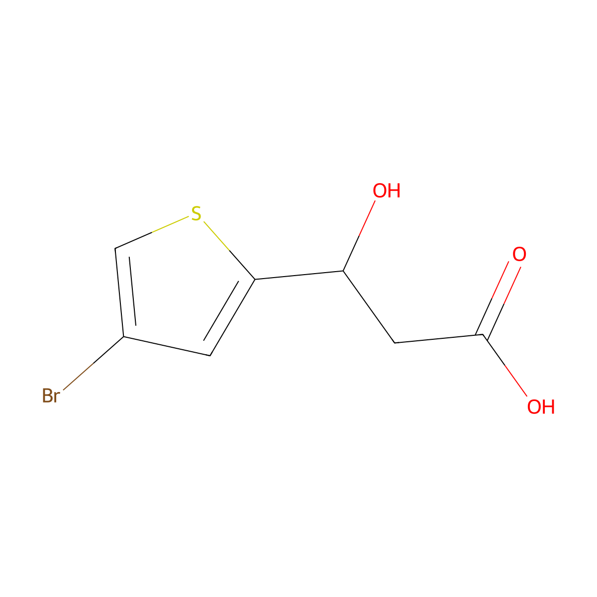 3-(4-Bromothiophen-2-yl)-3-hydroxypropanoic acid molecular structure, CAS 1251316-17-2