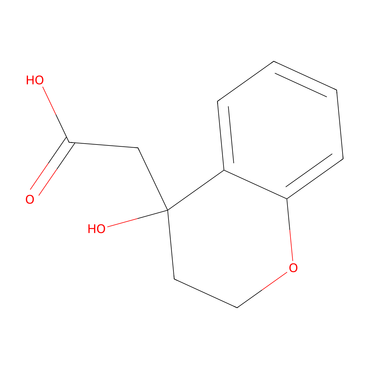 2-(4-hydroxy-3,4-dihydro-2H-1-benzopyran-4-yl)acetic acid molecular structure, CAS 1251316-47-8