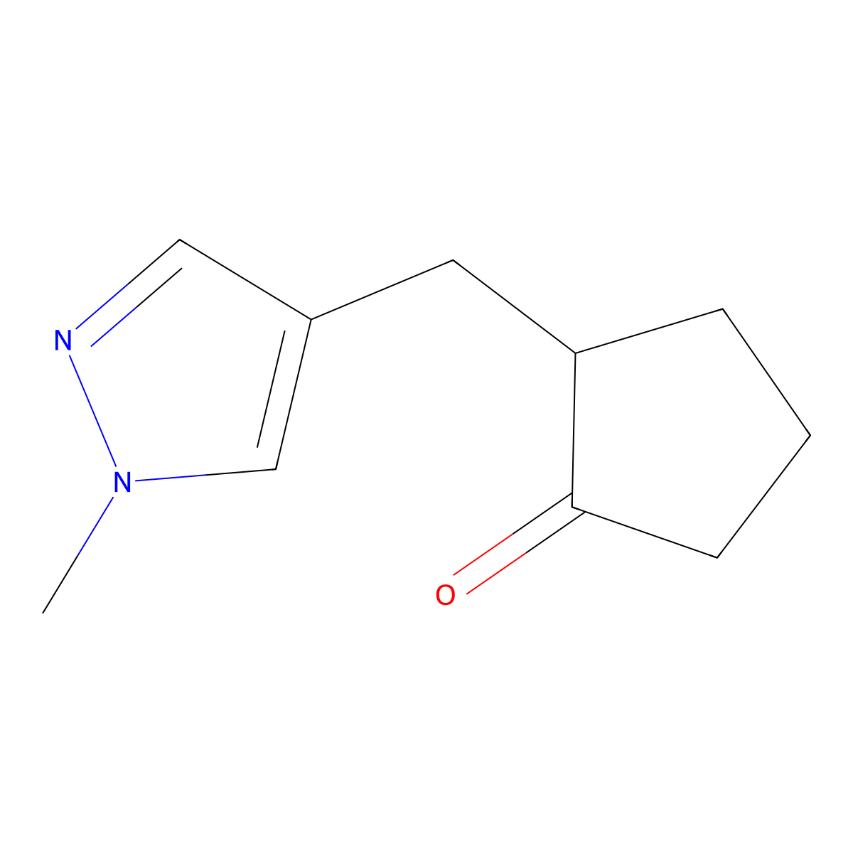 2-[(1-methyl-1H-pyrazol-4-yl)methyl]cyclopentan-1-one molecular structure, CAS 1251324-39-6