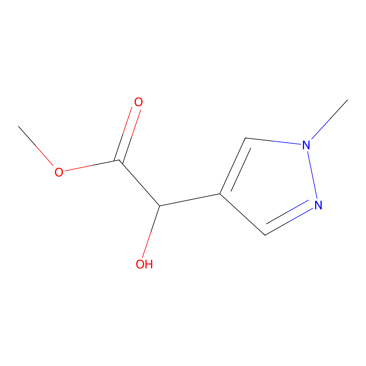 Methyl 2-hydroxy-2-(1-methyl-1H-pyrazol-4-yl)acetate molecular structure, CAS 1251328-64-9