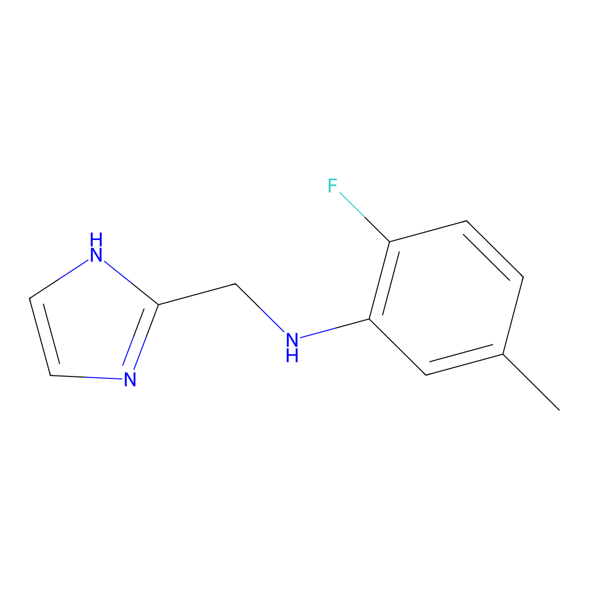 2-fluoro-N-[(1H-imidazol-2-yl)methyl]-5-methylaniline molecular structure, CAS 1251329-00-6