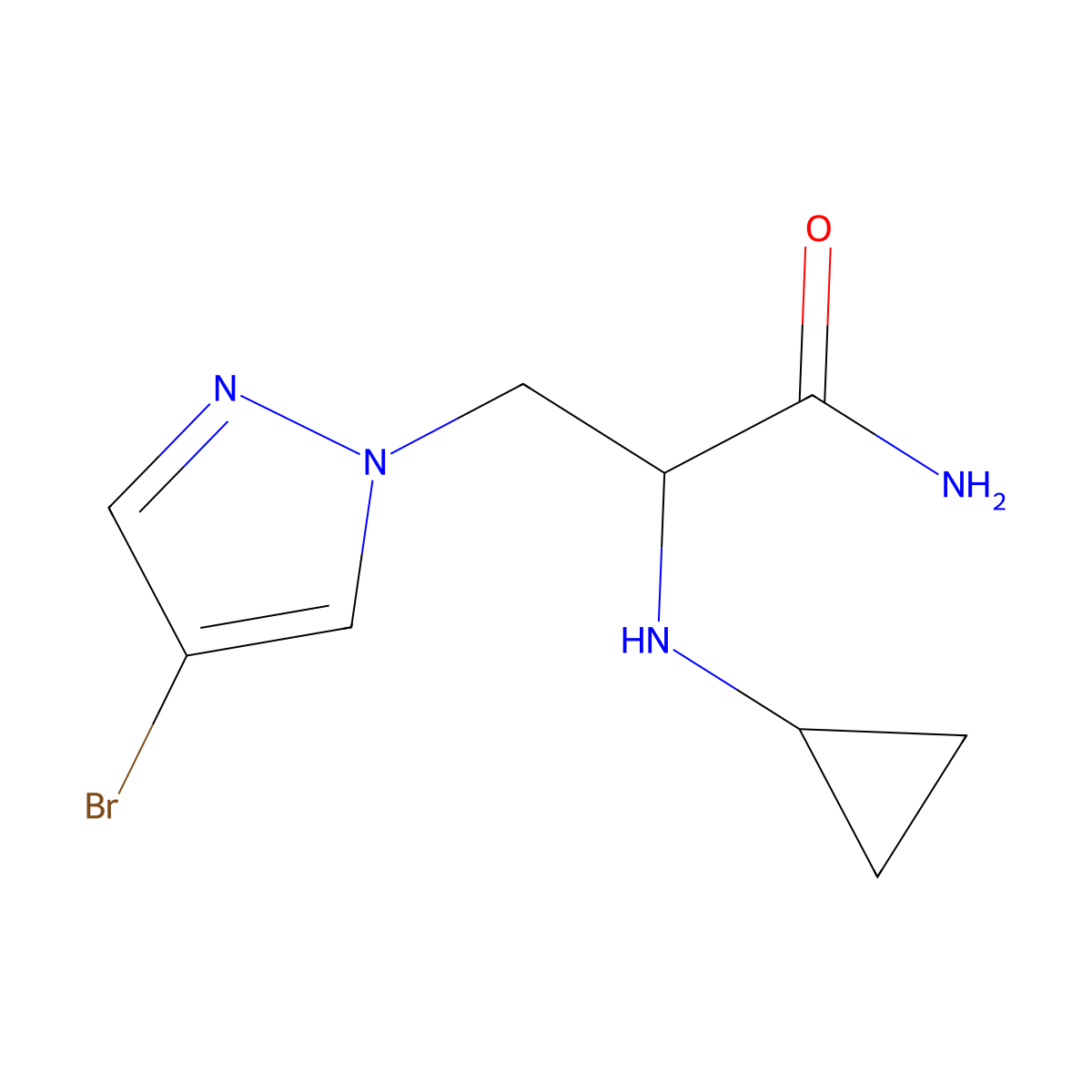 3-(4-Bromo-1h-pyrazol-1-yl)-2-(cyclopropylamino)propanamide molecular structure, CAS 1251330-14-9