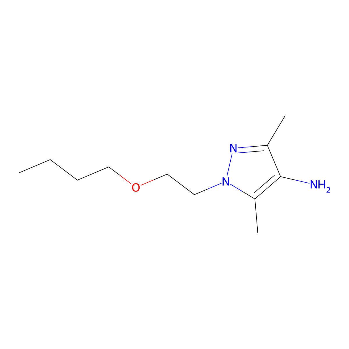 1-(2-Butoxyethyl)-3,5-dimethyl-1h-pyrazol-4-amine molecular structure, CAS 1251330-51-4