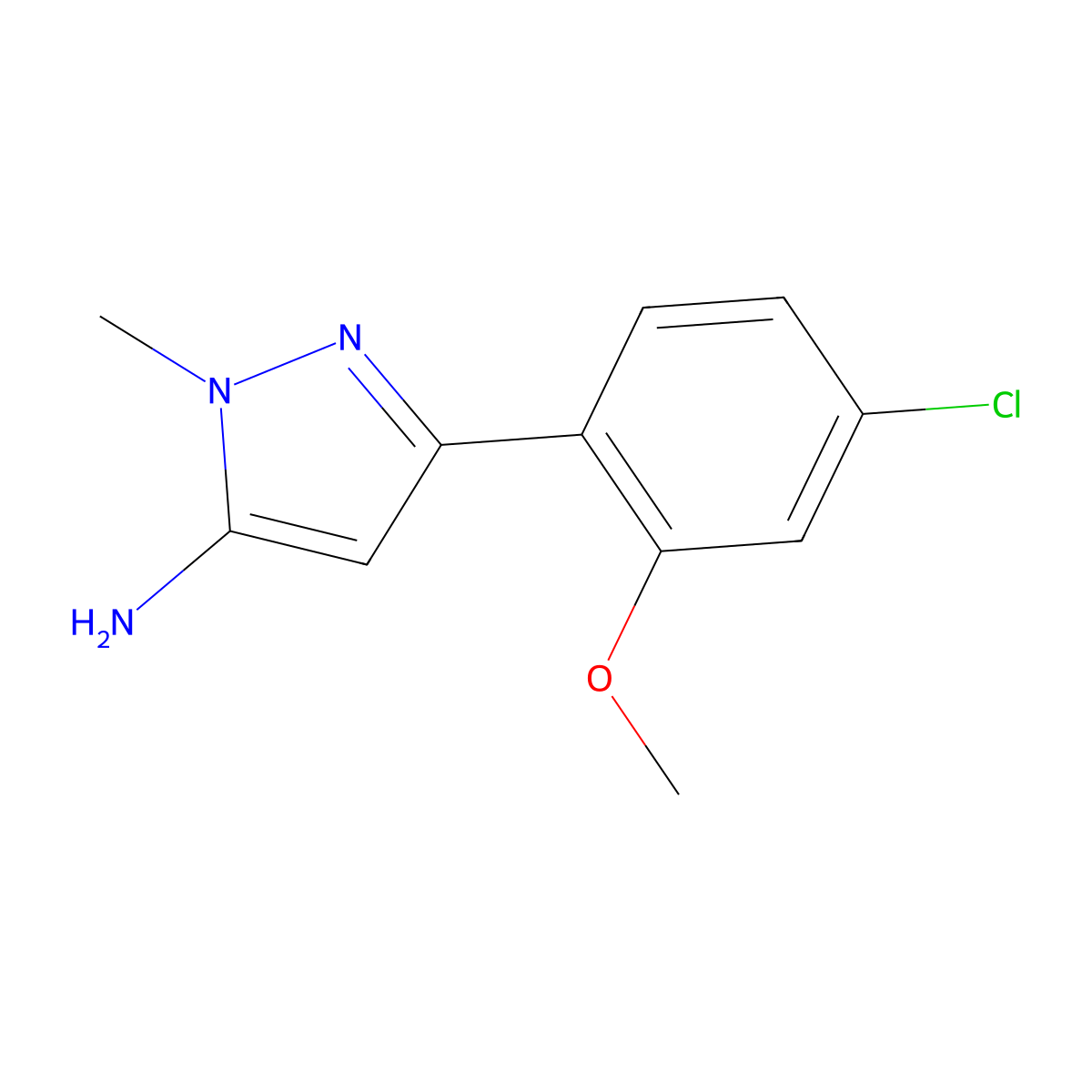 3-(4-Chloro-2-methoxyphenyl)-1-methyl-1h-pyrazol-5-amine molecular structure, CAS 1251330-65-0