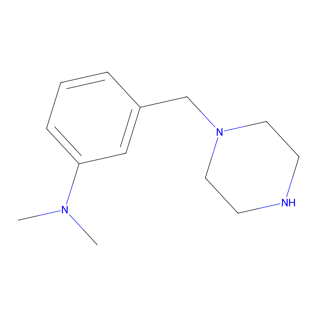 N,N-dimethyl-3-(piperazin-1-ylmethyl)aniline molecular structure, CAS 1251333-71-7