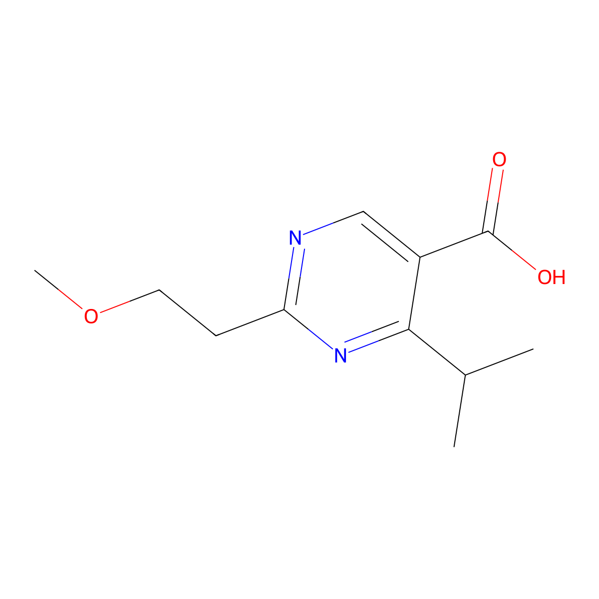 4-Isopropyl-2-(2-methoxyethyl)pyrimidine-5-carboxylic acid molecular structure, CAS 1251334-80-1