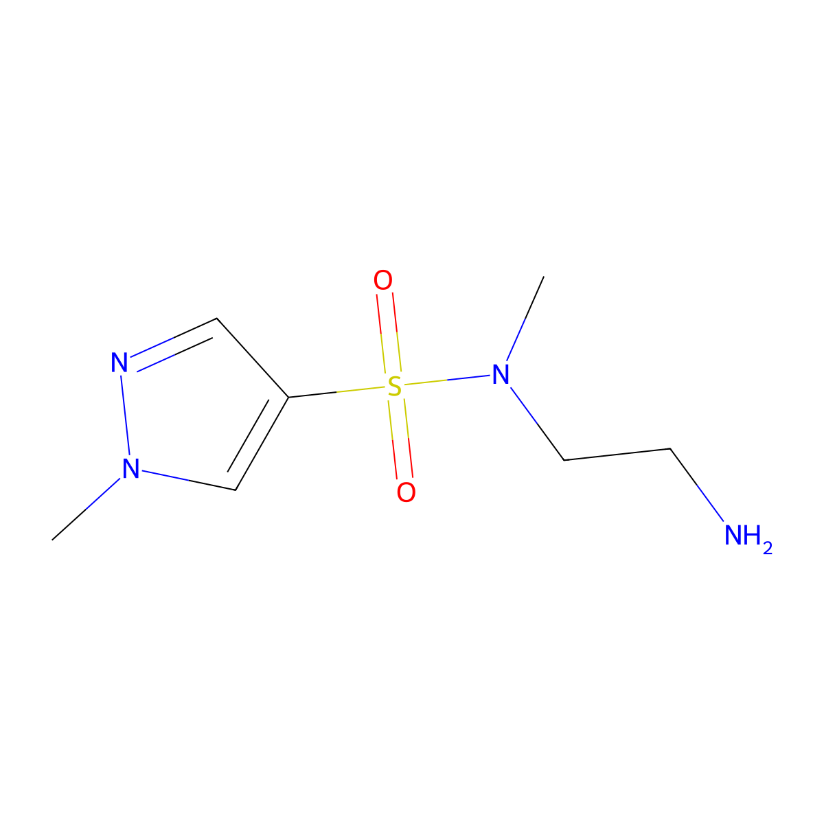 N-(2-Aminoethyl)-N,1-dimethyl-1H-pyrazole-4-sulfonamide molecular structure, CAS 1251335-93-9