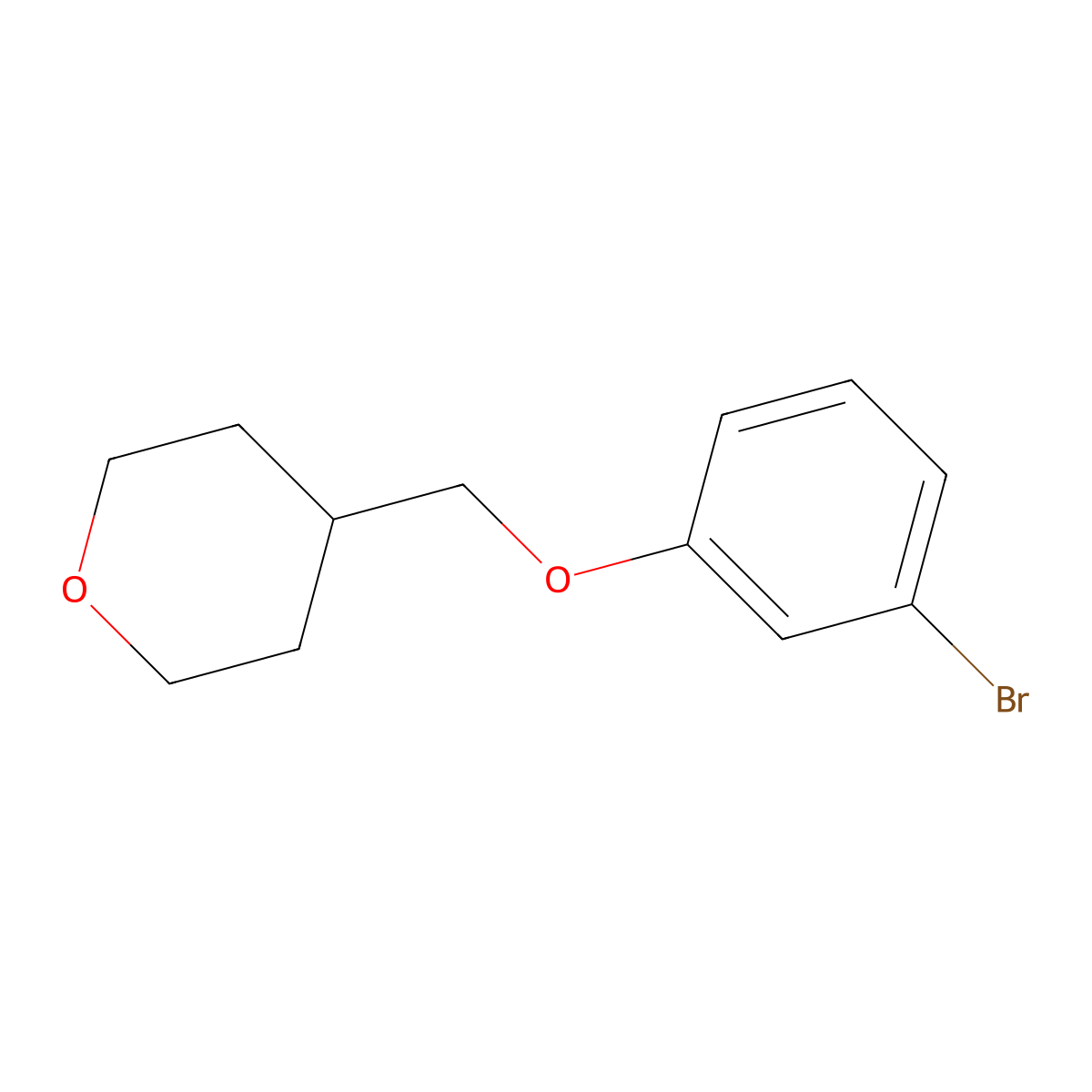 4-((3-Bromophenoxy)methyl)tetrahydro-2H-pyran molecular structure, CAS 1251337-10-6