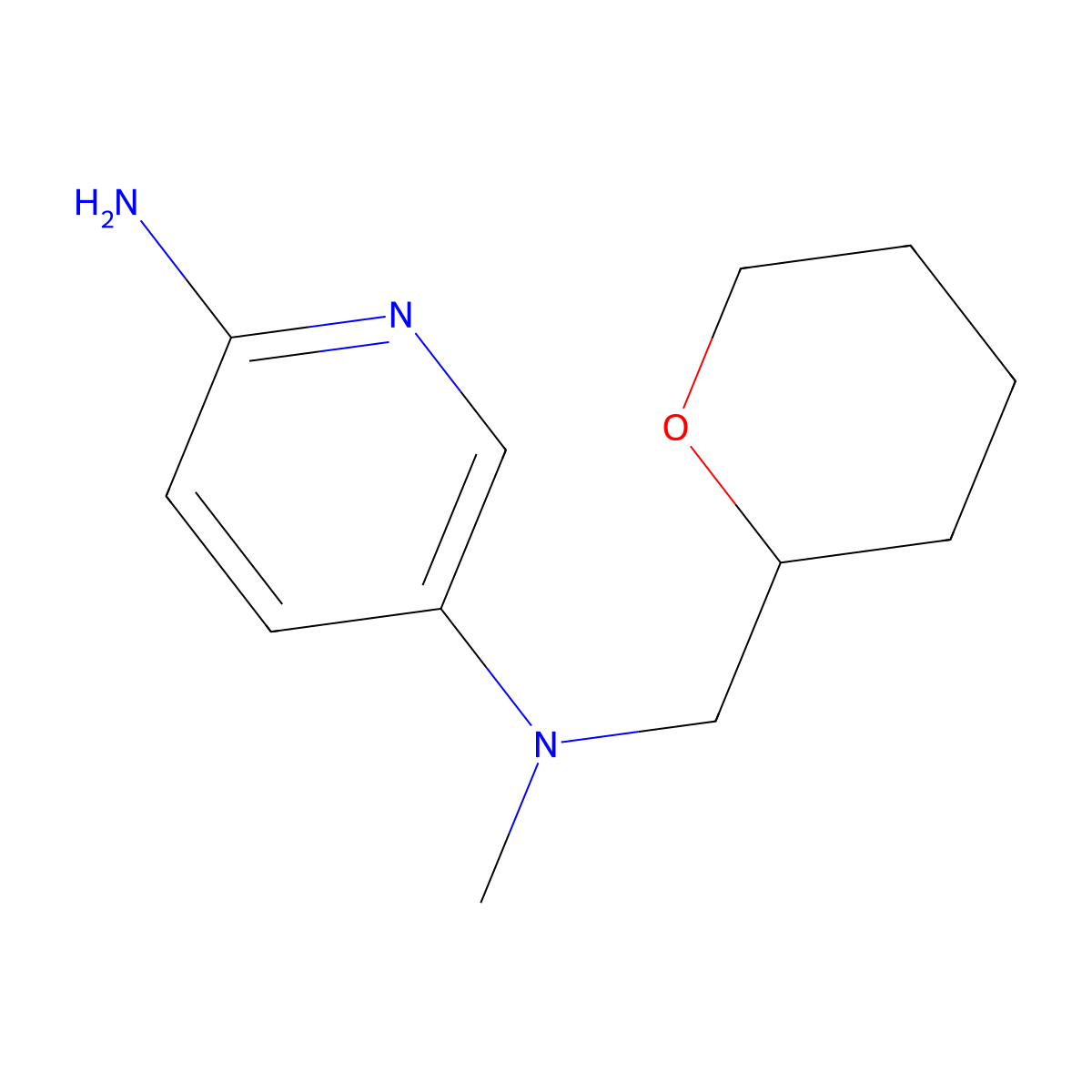 N5-Methyl-N5-((tetrahydro-2H-pyran-2-yl)methyl)pyridine-2,5-diamine molecular structure, CAS 1251338-33-6