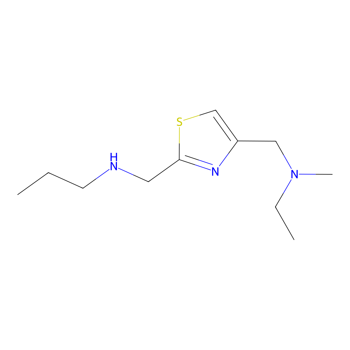 n-((4-((Ethyl(methyl)amino)methyl)thiazol-2-yl)methyl)propan-1-amine molecular structure, CAS 1251339-59-9