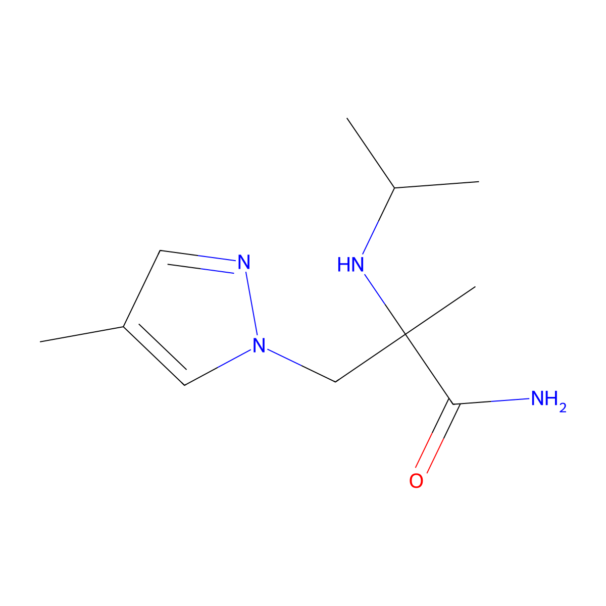 2-(Isopropylamino)-2-methyl-3-(4-methyl-1h-pyrazol-1-yl)propanamide molecular structure, CAS 1251343-45-9