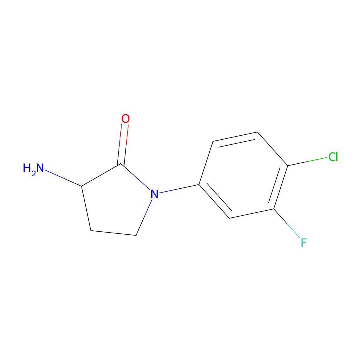 3-Amino-1-(4-chloro-3-fluorophenyl)pyrrolidin-2-one molecular structure, CAS 1251344-72-5