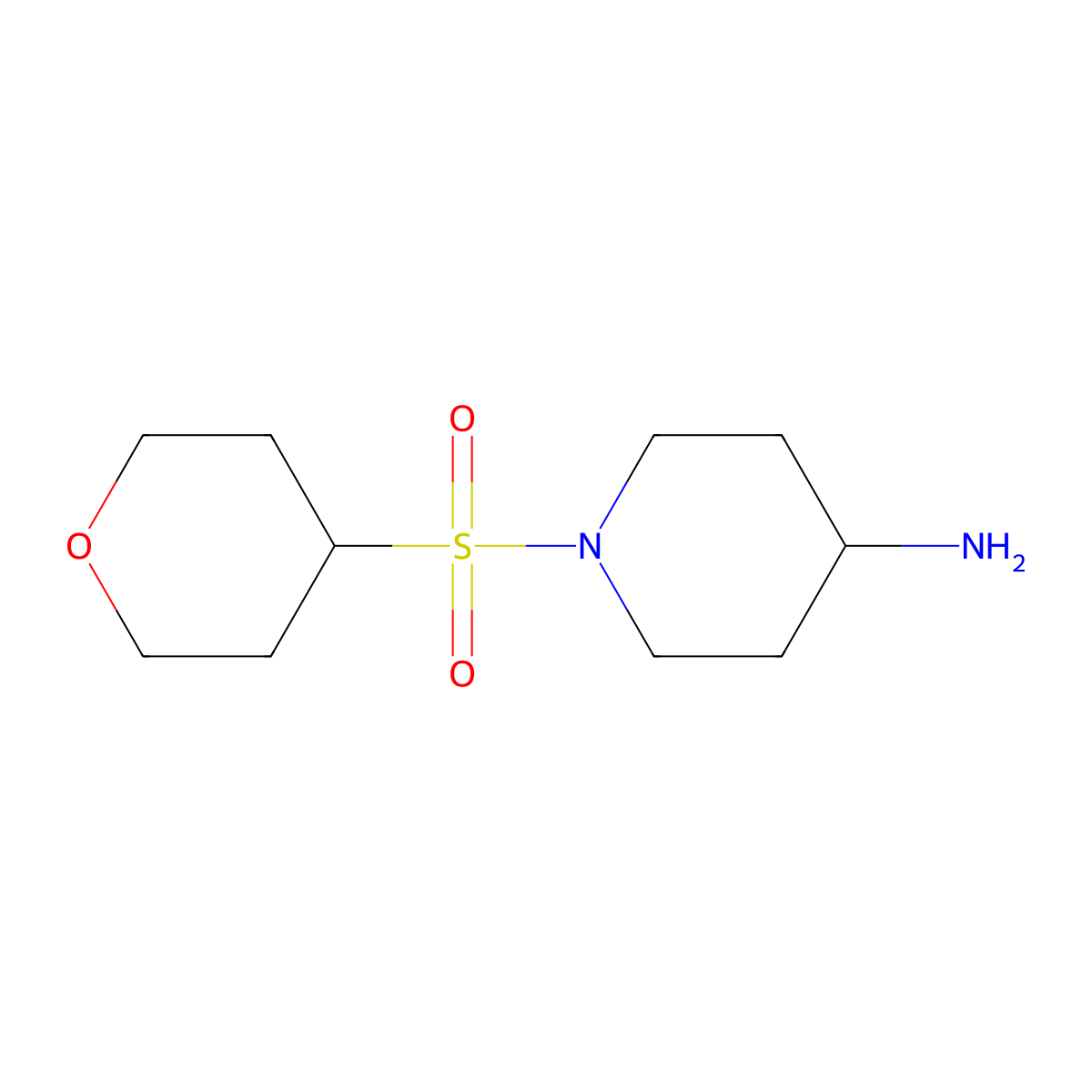 1-(Oxane-4-sulfonyl)piperidin-4-amine molecular structure, CAS 1251349-13-9