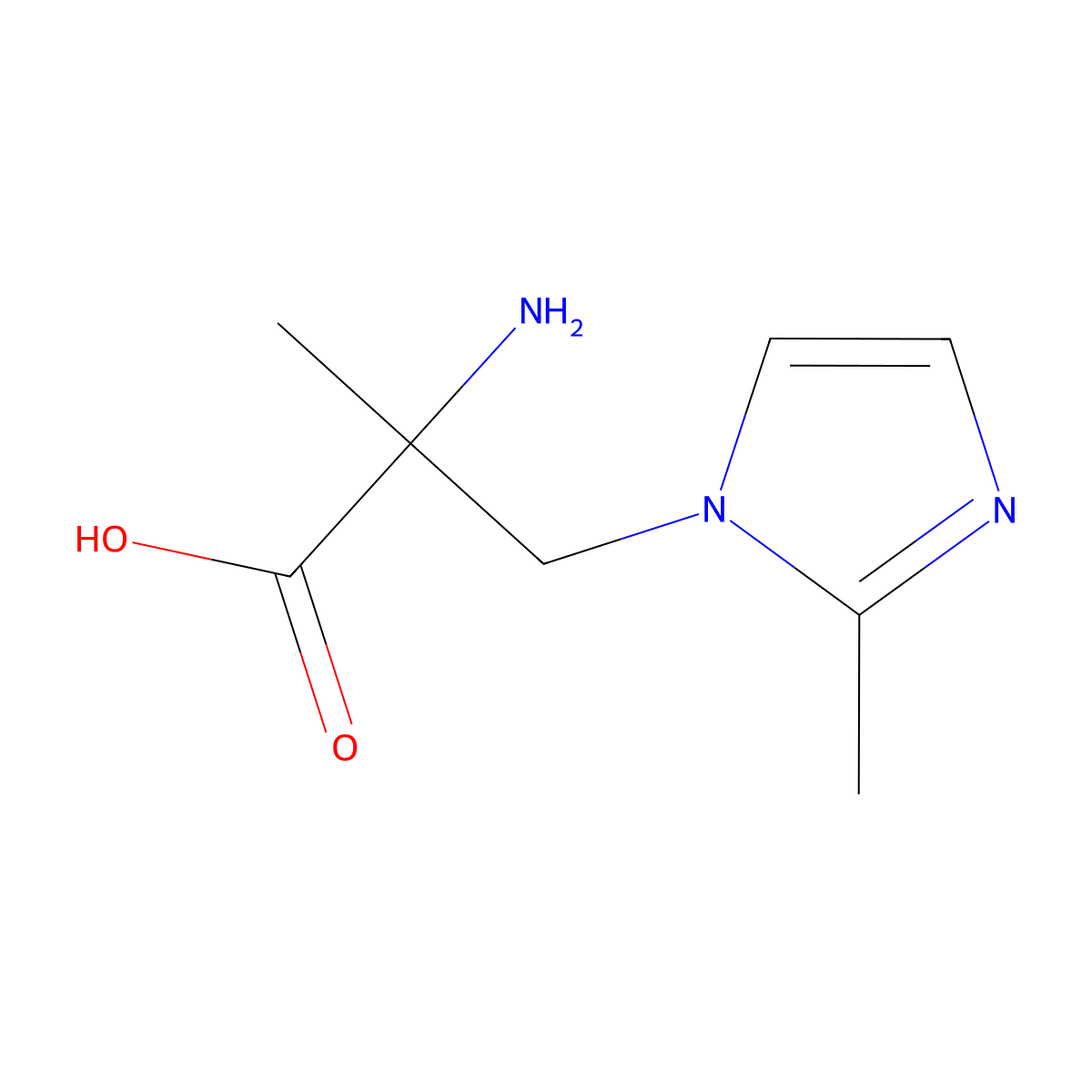 2-amino-2-methyl-3-(2-methyl-1H-imidazol-1-yl)propanoic acid molecular structure, CAS 1251352-27-8