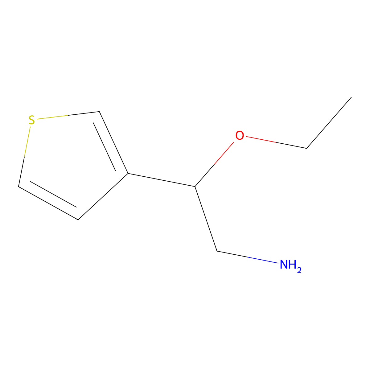2-Ethoxy-2-(thiophen-3-yl)ethan-1-amine molecular structure, CAS 1251355-95-9