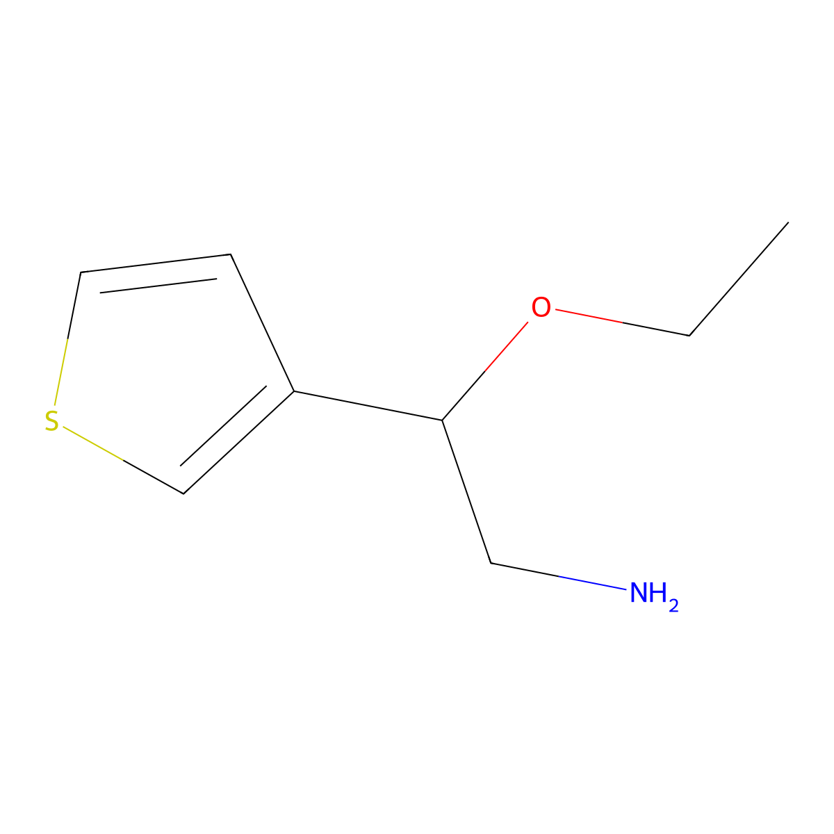 2-Ethoxy-2-(thiophen-3-yl)ethan-1-amine molecular structure, CAS 1251355-95-9