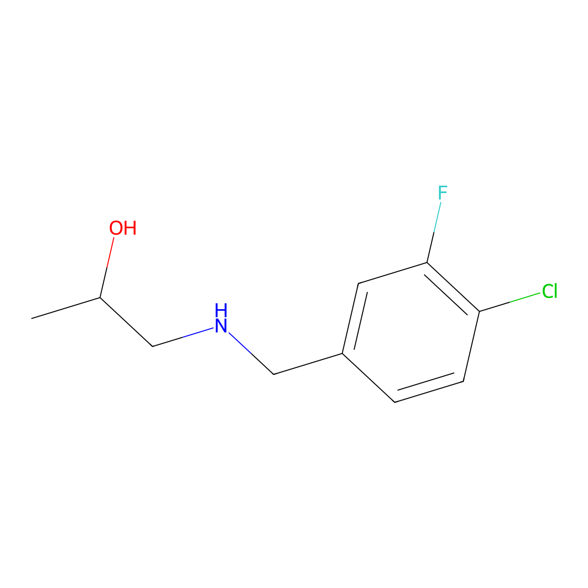 1-{[(4-Chloro-3-fluorophenyl)methyl]amino}propan-2-ol molecular structure, CAS 1251358-53-8