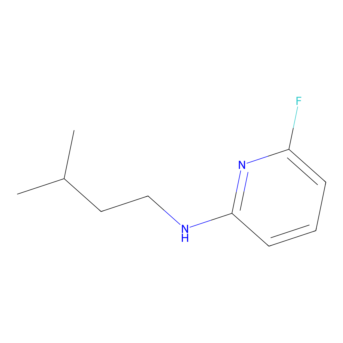 6-fluoro-N-(3-methylbutyl)pyridin-2-amine molecular structure, CAS 1251359-03-1