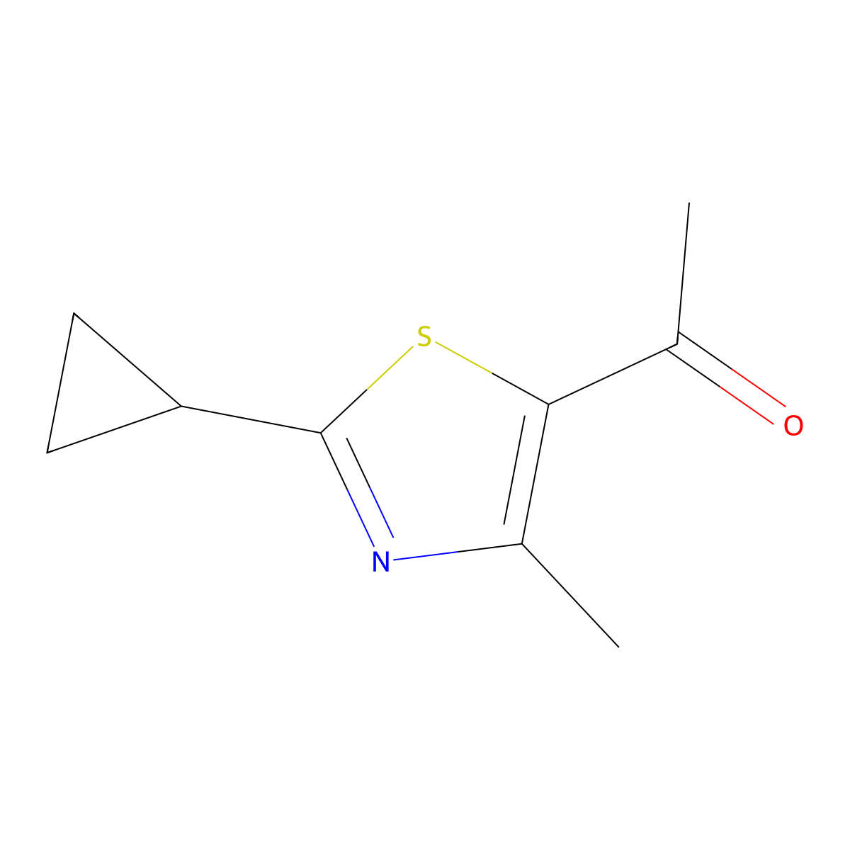 1-(2-Cyclopropyl-4-methyl-1,3-thiazol-5-yl)ethan-1-one molecular structure, CAS 1251360-94-7