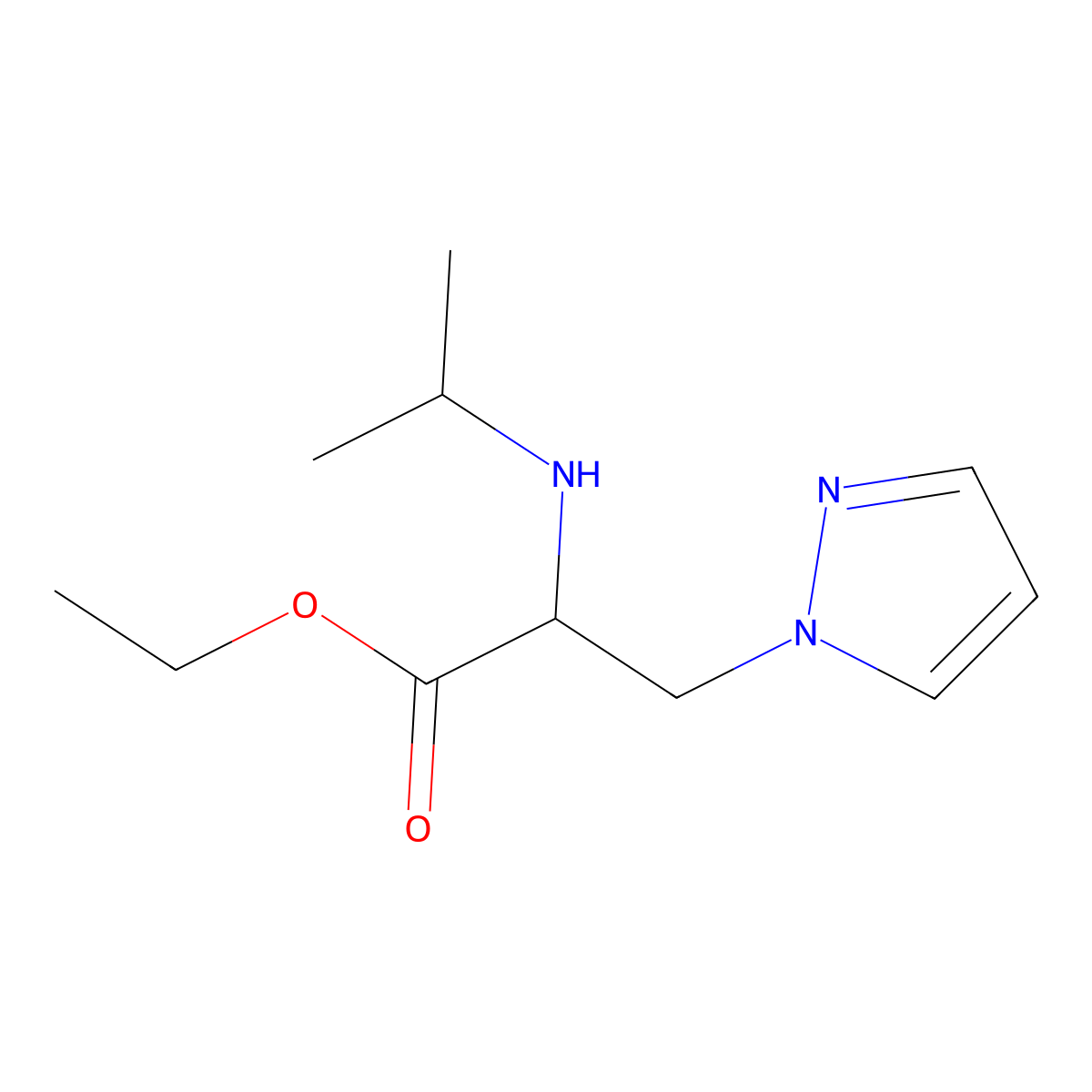 Ethyl 2-(isopropylamino)-3-(1h-pyrazol-1-yl)propanoate molecular structure, CAS 1251361-40-6