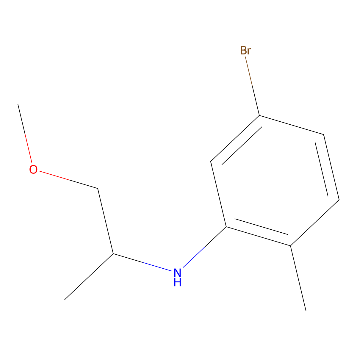 5-bromo-N-(1-methoxypropan-2-yl)-2-methylaniline molecular structure, CAS 1251369-43-3
