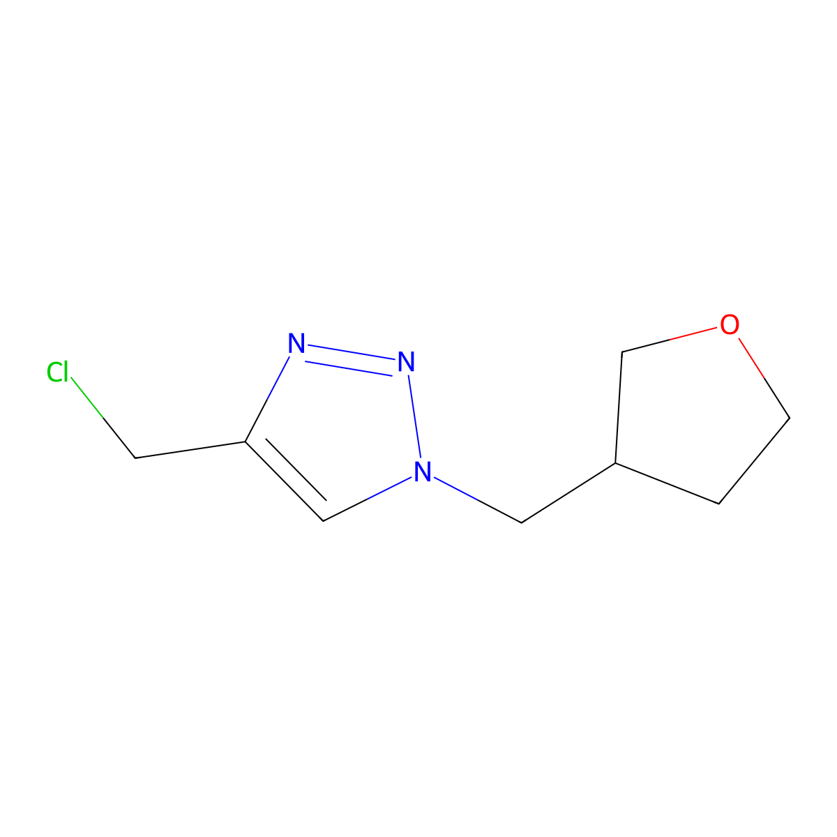 4-(chloromethyl)-1-[(oxolan-3-yl)methyl]-1H-1,2,3-triazole molecular structure, CAS 1251374-55-6