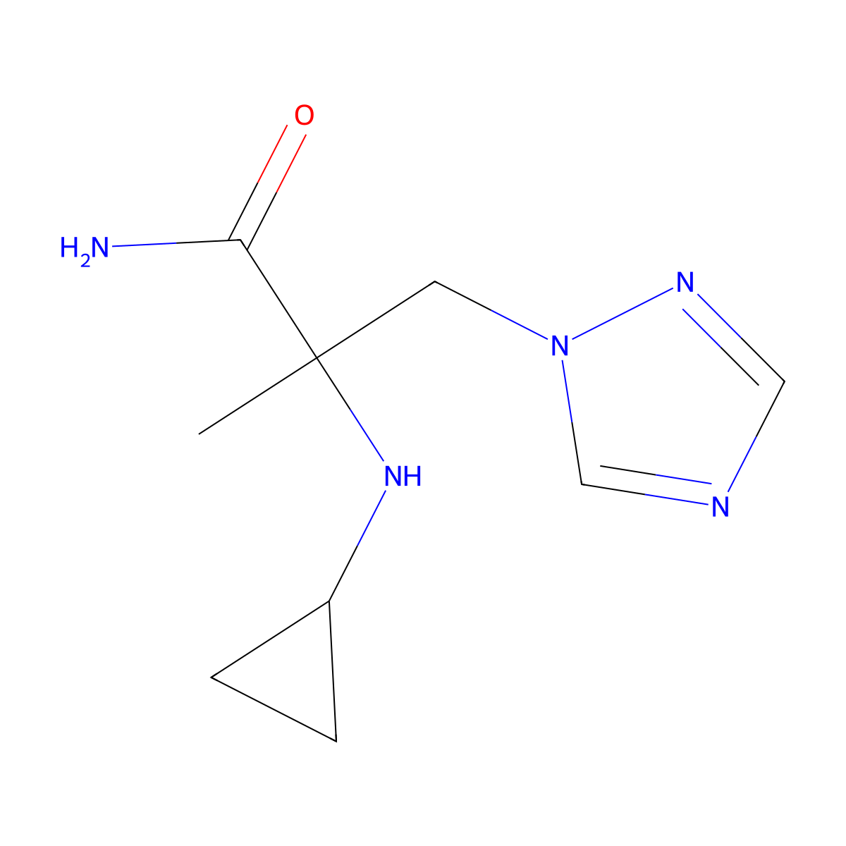 2-(Cyclopropylamino)-2-methyl-3-(1h-1,2,4-triazol-1-yl)propanamide molecular structure, CAS 1251375-58-2