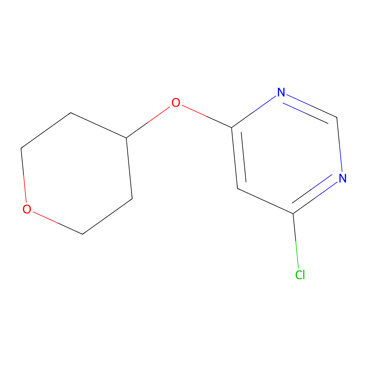 4-Chloro-6-(oxan-4-yloxy)pyrimidine molecular structure, CAS 1251375-71-9