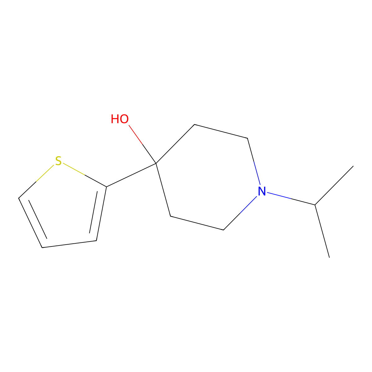 1-Isopropyl-4-(thiophen-2-yl)piperidin-4-ol molecular structure, CAS 1251377-40-8