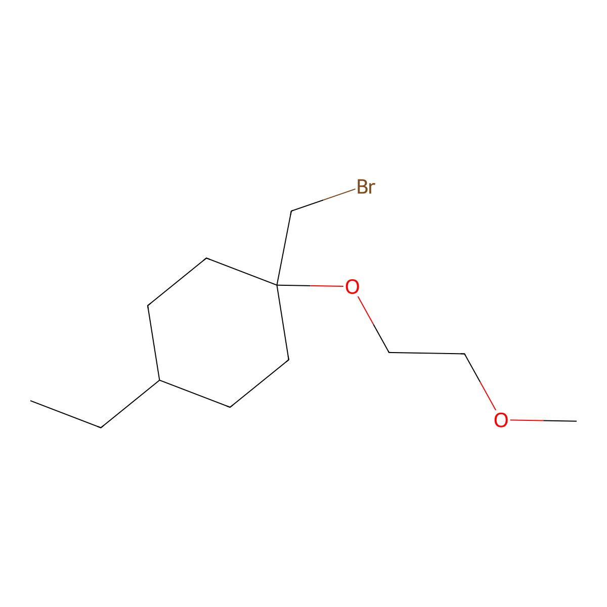 1-(Bromomethyl)-4-ethyl-1-(2-methoxyethoxy)cyclohexane molecular structure, CAS 1251377-94-2