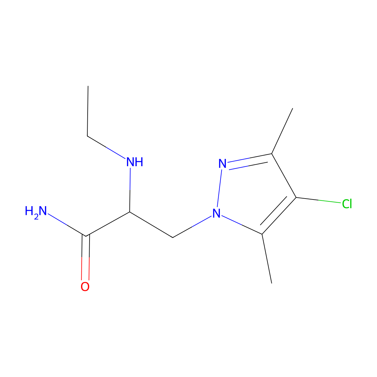 3-(4-Chloro-3,5-dimethyl-1h-pyrazol-1-yl)-2-(ethylamino)propanamide molecular structure, CAS 1251386-83-0