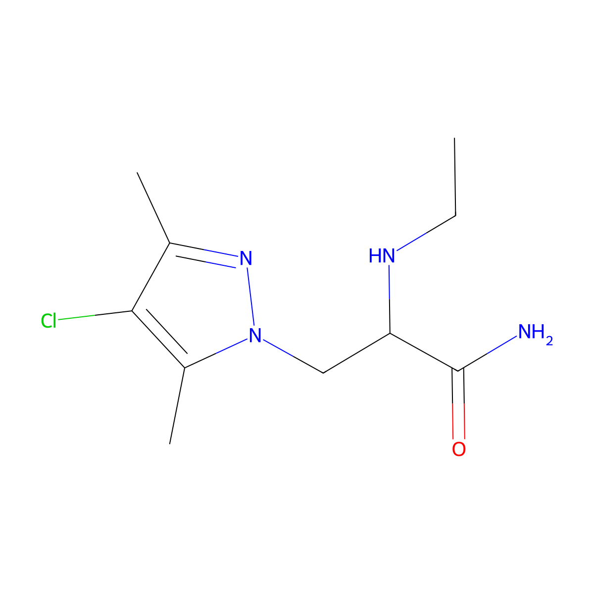 3-(4-Chloro-3,5-dimethyl-1h-pyrazol-1-yl)-2-(ethylamino)propanamide molecular structure, CAS 1251386-83-0