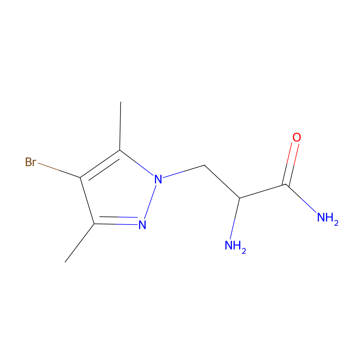 2-Amino-3-(4-bromo-3,5-dimethyl-1H-pyrazol-1-YL)propanamide molecular structure, CAS 1251387-03-7