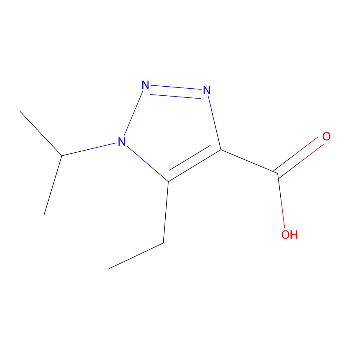 5-ethyl-1-(propan-2-yl)-1H-1,2,3-triazole-4-carboxylic acid molecular structure, CAS 1251388-06-3
