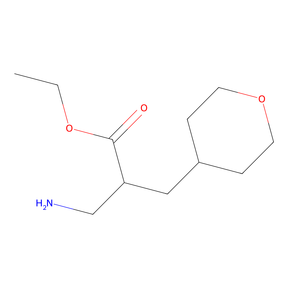 Ethyl 3-amino-2-[(oxan-4-yl)methyl]propanoate molecular structure, CAS 1251388-74-5