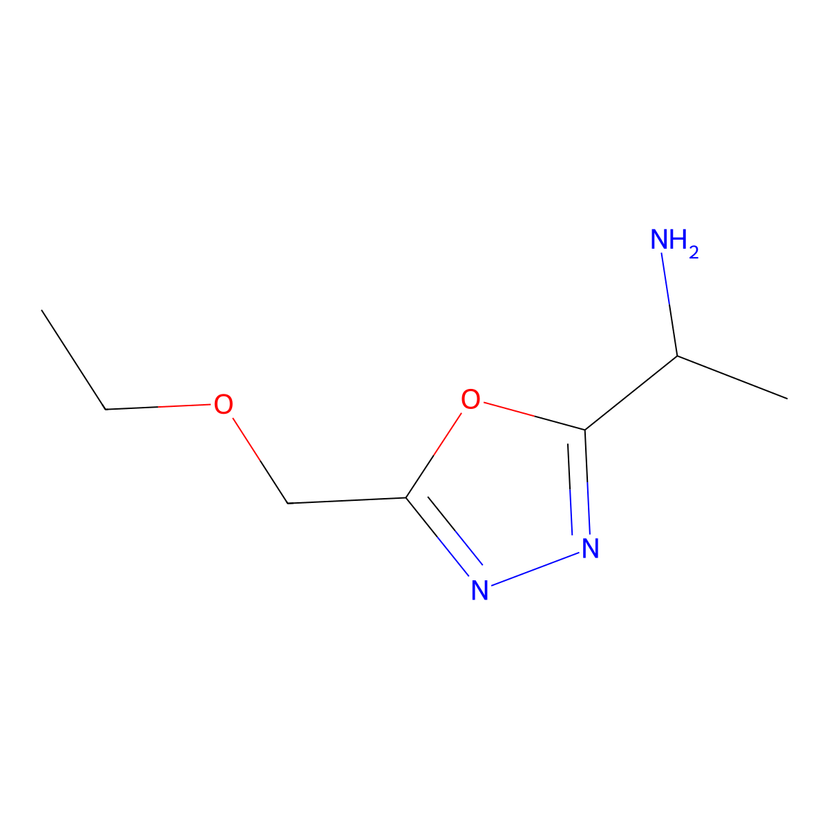 1-[5-(Ethoxymethyl)-1,3,4-oxadiazol-2-yl]ethan-1-amine molecular structure, CAS 1251391-40-8