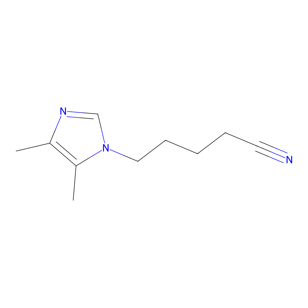 5-(4,5-dimethyl-1H-imidazol-1-yl)pentanenitrile molecular structure, CAS 1251393-72-2