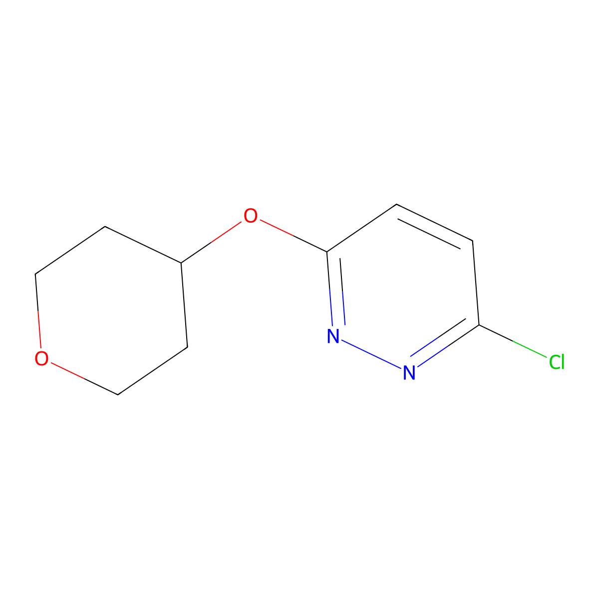 3-Chloro-6-(tetrahydro-2H-pyran-4-yloxy)pyridazine molecular structure, CAS 1251393-78-8