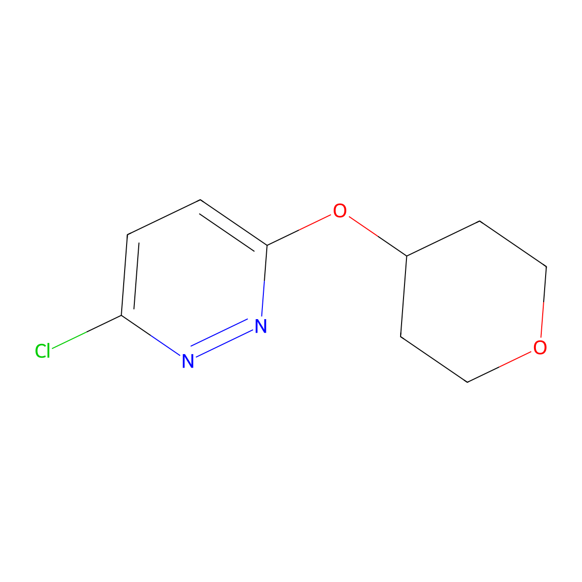 3-Chloro-6-(tetrahydro-2H-pyran-4-yloxy)pyridazine molecular structure, CAS 1251393-78-8