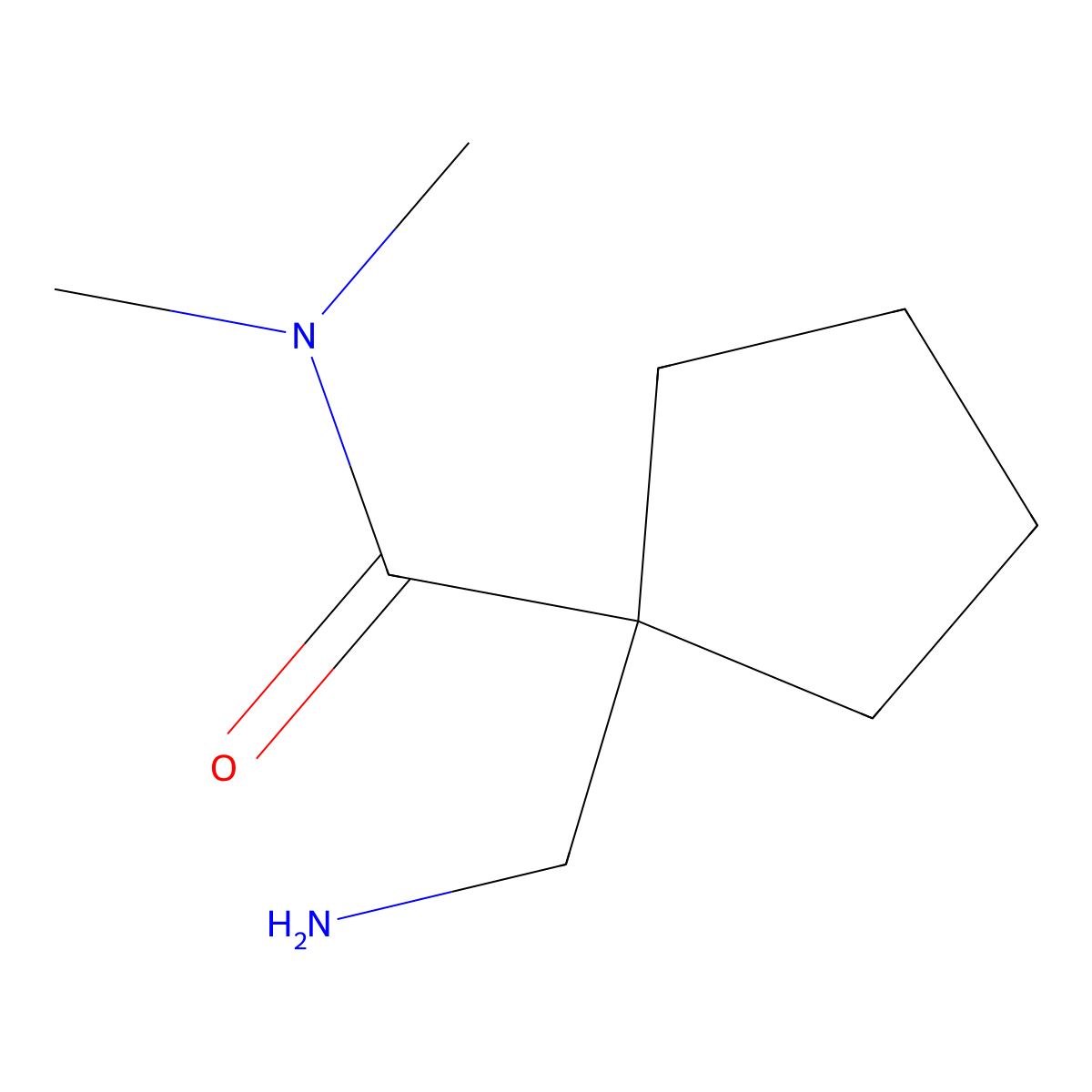 1-(aminomethyl)-N,N-dimethylcyclopentane-1-carboxamide molecular structure, CAS 1251394-34-9