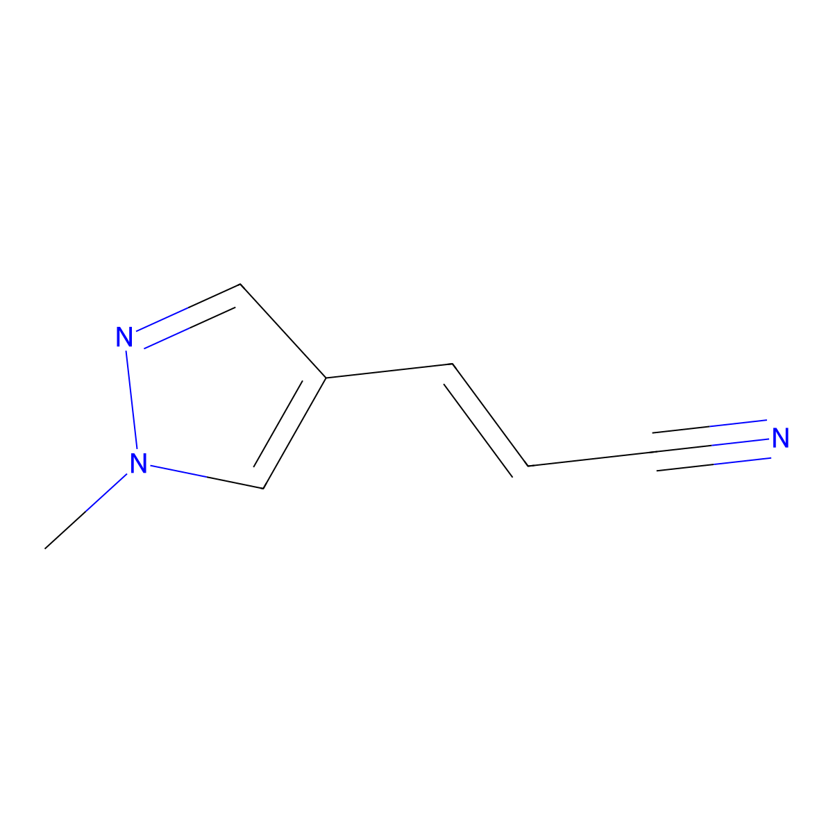 (2E)-3-(1-methyl-1H-pyrazol-4-yl)prop-2-enenitrile molecular structure, CAS 1251437-03-2