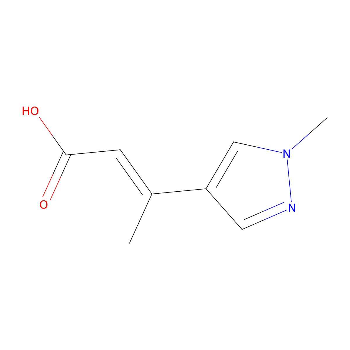 3-(1-methyl-1H-pyrazol-4-yl)but-2-enoic acid molecular structure, CAS 1251452-23-9