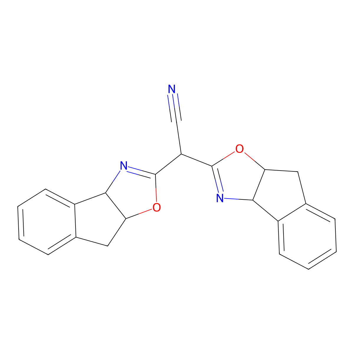 2,2-Bis((3aR,8aS)-8,8a-dihydro-3aH-indeno[1,2-d]oxazol-2-yl)acetonitrile molecular structure, CAS 1251471-81-4