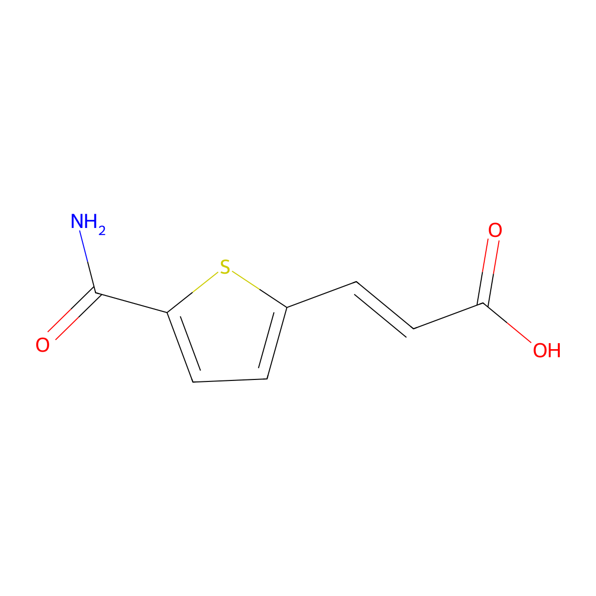 3-(5-Carbamoylthiophen-2-yl)prop-2-enoic acid molecular structure, CAS 1251478-43-9