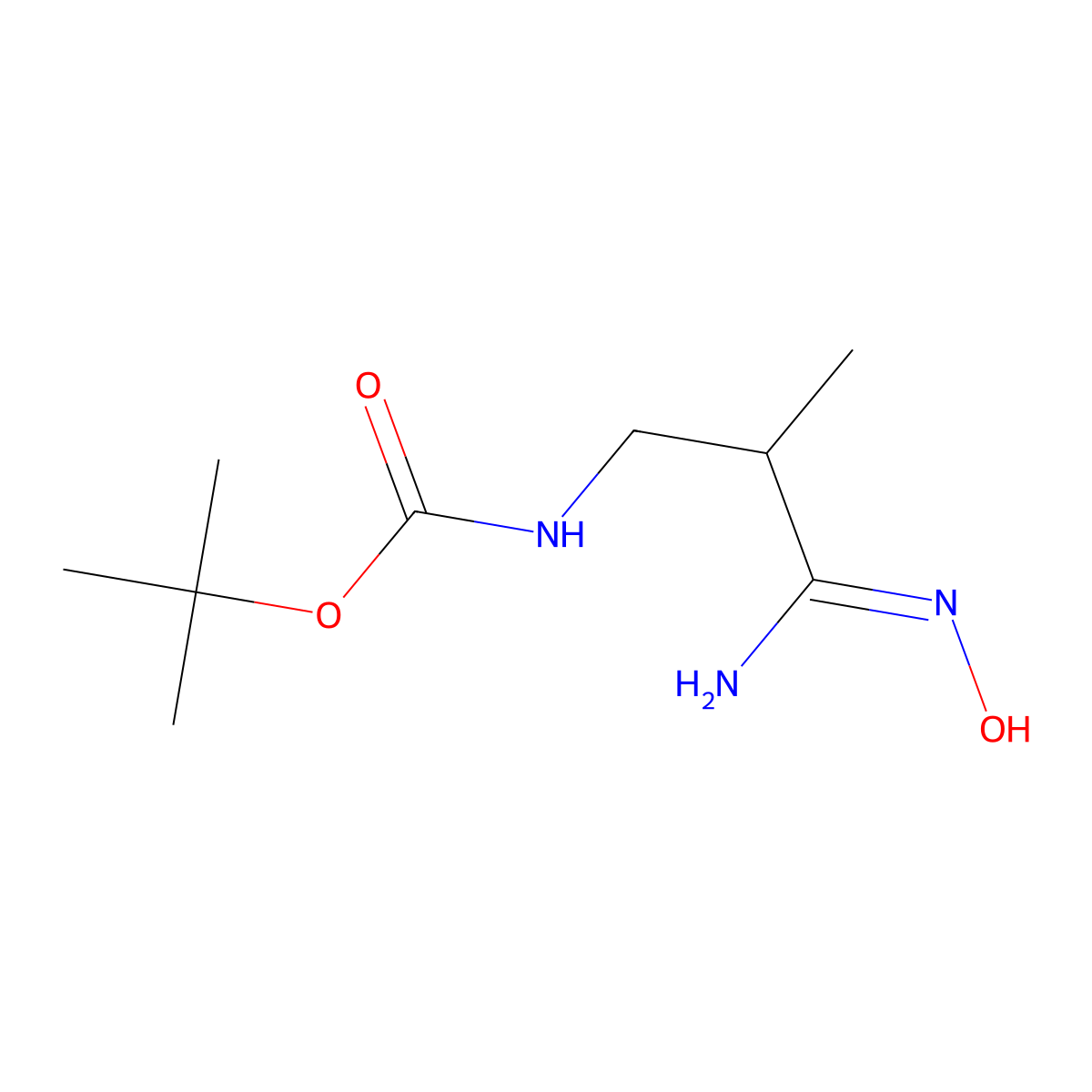 tert-butyl N-(2-(N'-hydroxycarbamimidoyl)-2-methylethyl)carbamate molecular structure, CAS 1251489-38-9