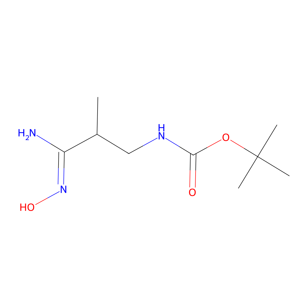 tert-butyl N-(2-(N'-hydroxycarbamimidoyl)-2-methylethyl)carbamate molecular structure, CAS 1251489-38-9