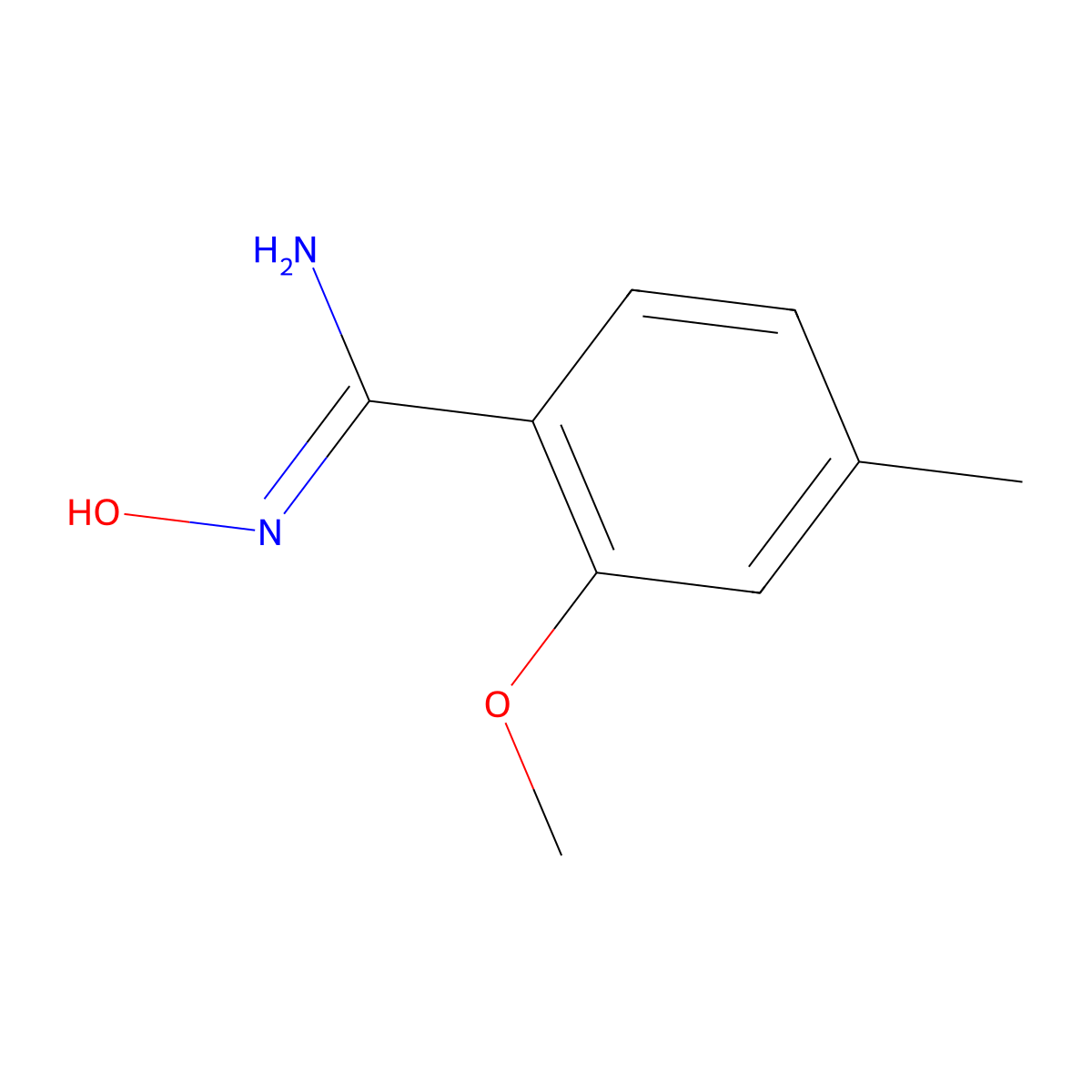 N'-hydroxy-2-methoxy-4-methylbenzene-1-carboximidamide molecular structure, CAS 1251520-54-3