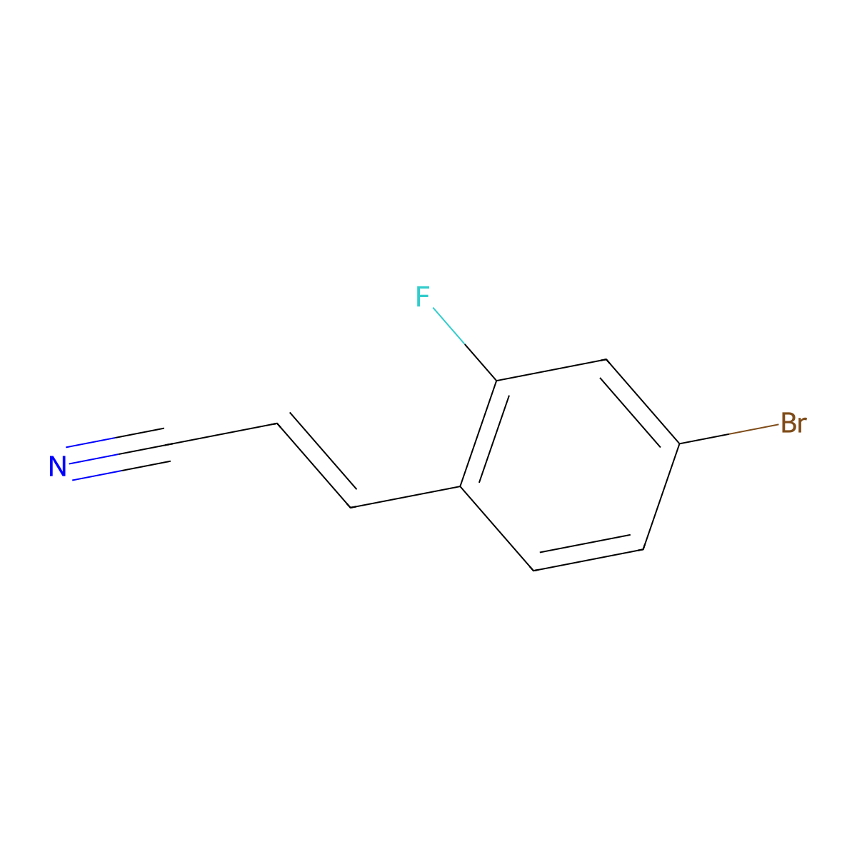 (2E)-3-(4-Bromo-2-fluorophenyl)prop-2-enenitrile molecular structure, CAS 1251527-80-6
