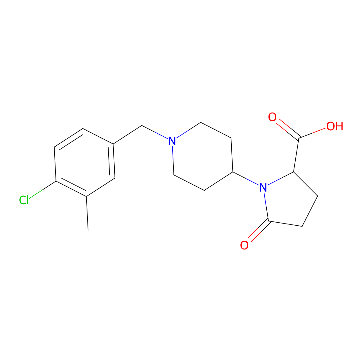 (R)-1-(1-(4-Chloro-3-methylbenzyl)piperidin-4-YL)-5-oxopyrrolidine-2-carboxylic acid molecular structure, CAS 1251529-11-9